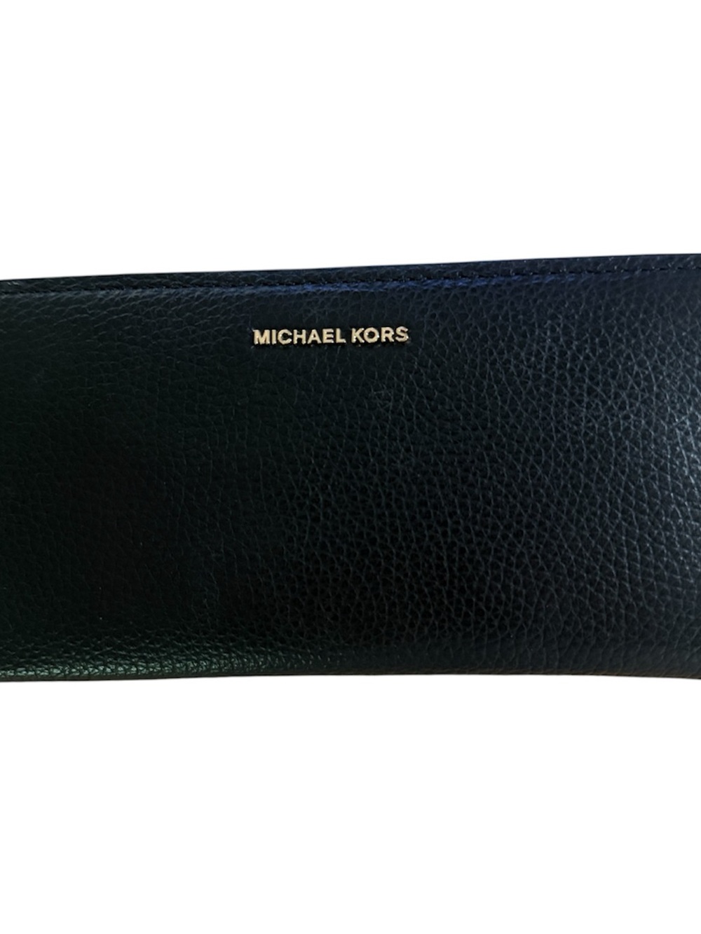 MICHAEL KORS Black Leather Continental Zip Wallet with Gold Logo